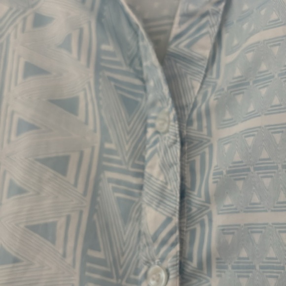 Chico’s Size 3 3/4 Sleeve Lightweight‎ Button Down Blouse Blue White Chicos XL - Picture 6 of 10